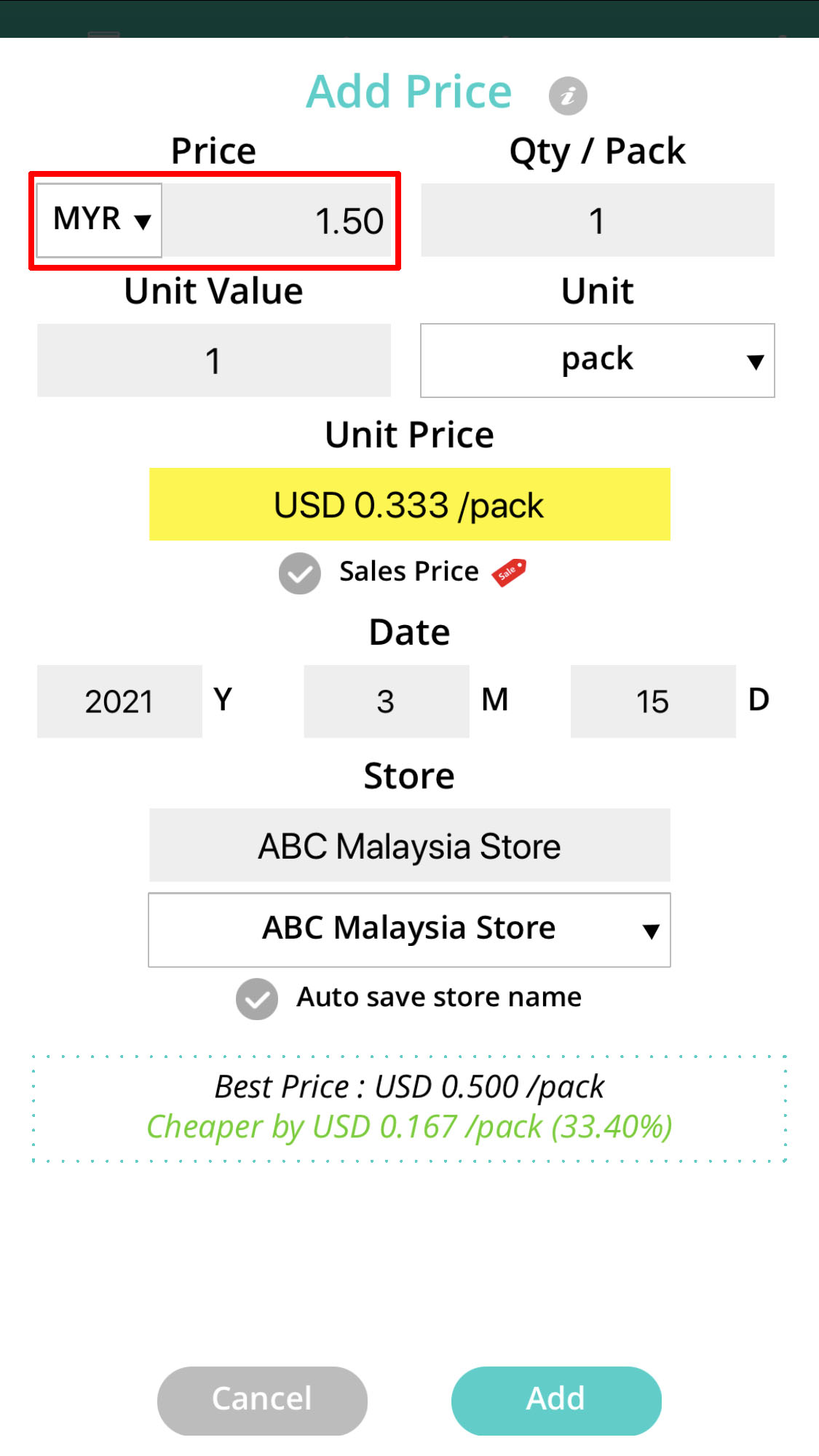 update existing item exchange rate option